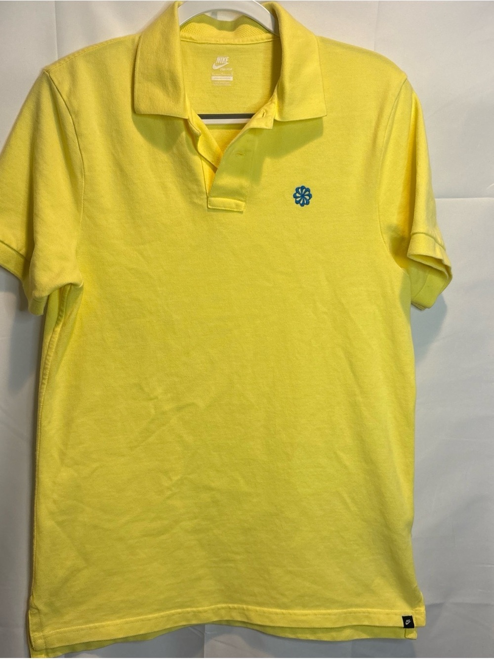 Nike Men’s Yellow Polo with Blue Embroidered Logo
